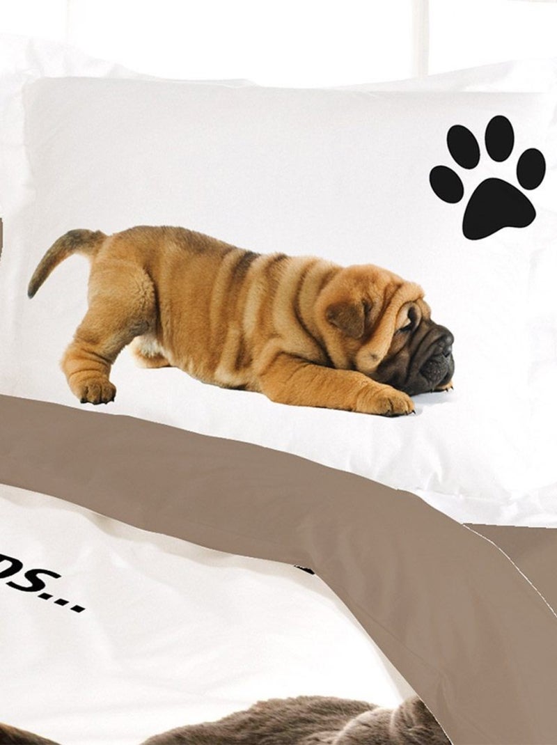 Housse de couette 140x200 Jesse + taie coton 52 fils Blanc - Kiabi