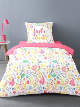 Housse de couette 140x200 JUST SMILE + 1 taie coton