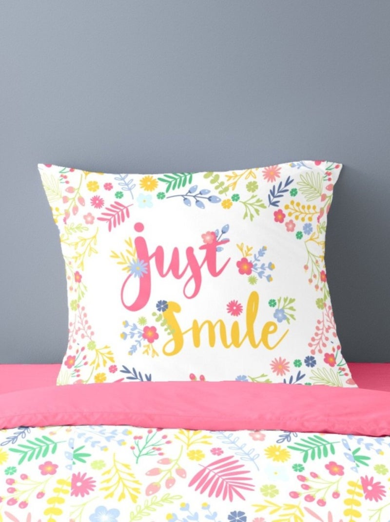 Housse de couette 140x200 JUST SMILE + 1 taie coton Multicolore - Kiabi