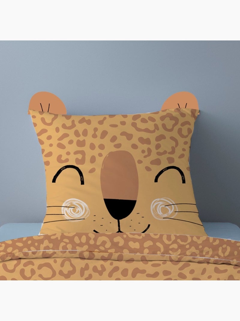 Housse de couette 140x200 Leopi + 1 taie 100% coton Orange - Kiabi