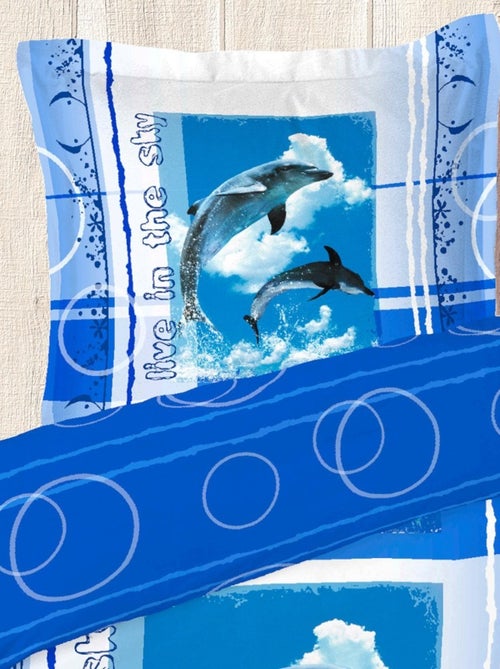 Housse de couette 140x200 LIVE IN THE SKY + 1 taie - Kiabi