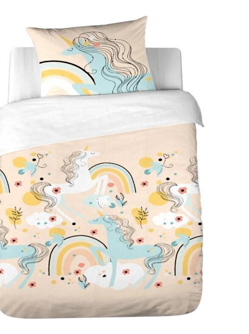 Housse de couette 140x200 Lola + taie polycoton Rose - Kiabi