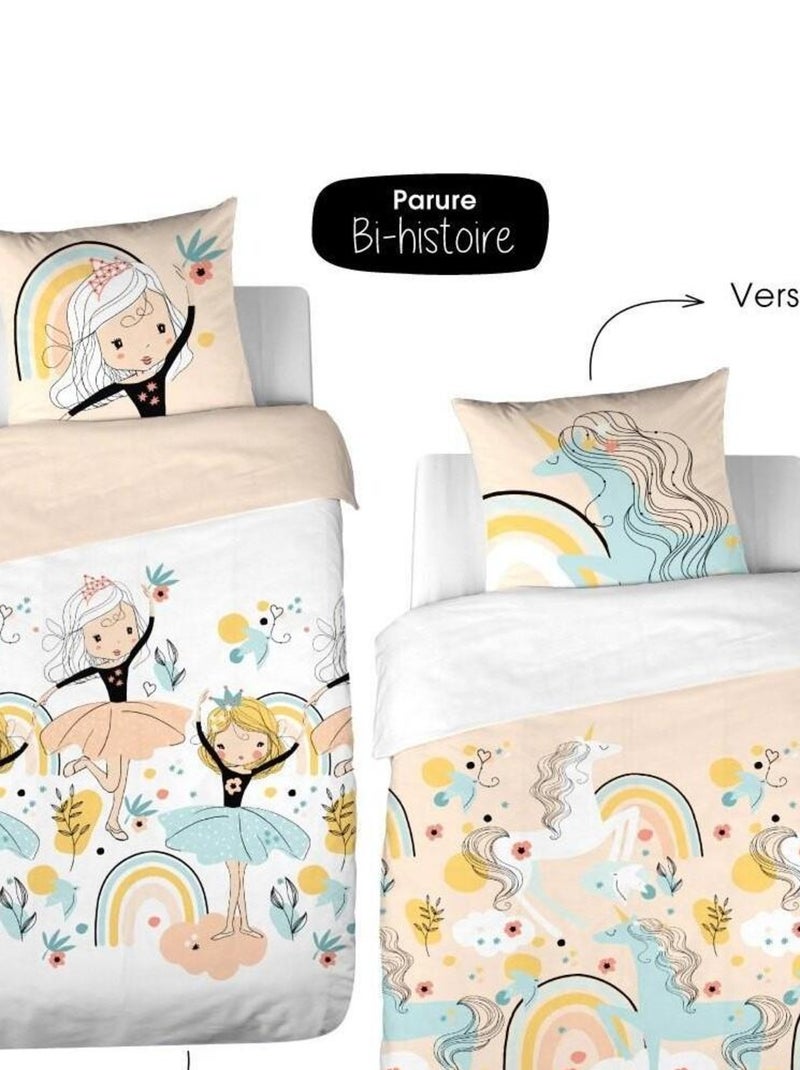 Housse de couette 140x200 Lola + taie polycoton Rose - Kiabi