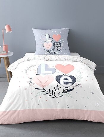 Housse de couette 140x200 Love Celia + taie polycoton