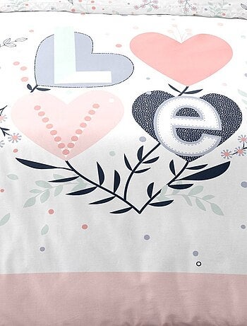 Housse de couette 140x200 Love Celia + taie polycoton