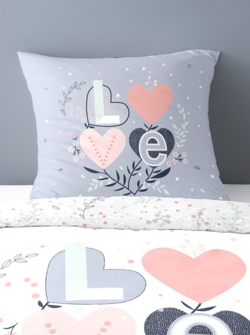 Housse de couette 140x200 Love Celia + taie polycoton Blanc - Kiabi