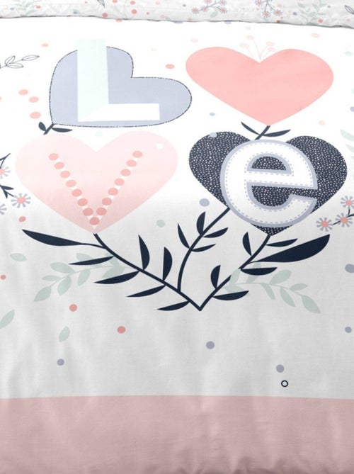 Housse de couette 140x200 Love Celia + taie polycoton - Kiabi