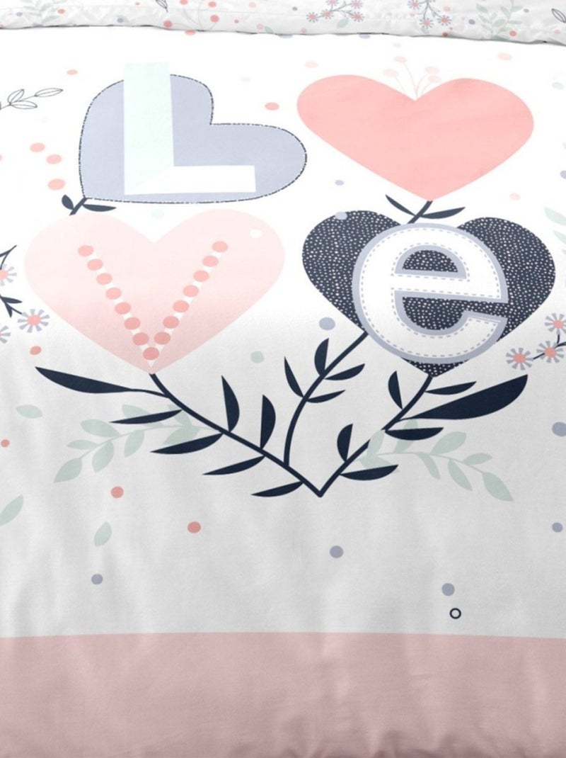 Housse de couette 140x200 Love Celia + taie polycoton Blanc - Kiabi