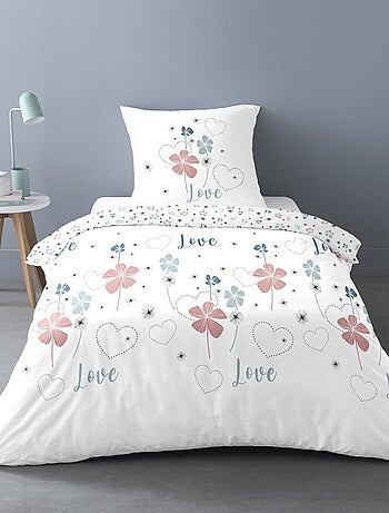 Housse de couette 140x200 Love Tiana + taie polycoton