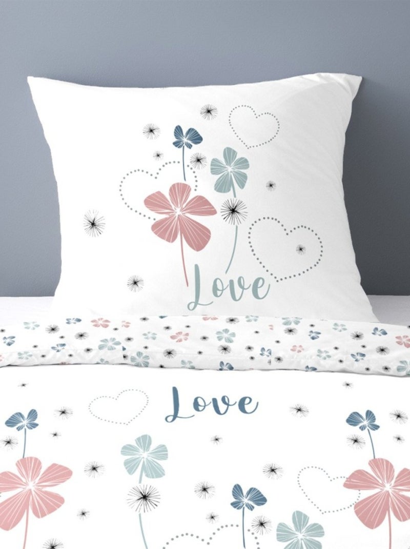 Housse de couette 140x200 Love Tiana + taie polycoton Blanc - Kiabi
