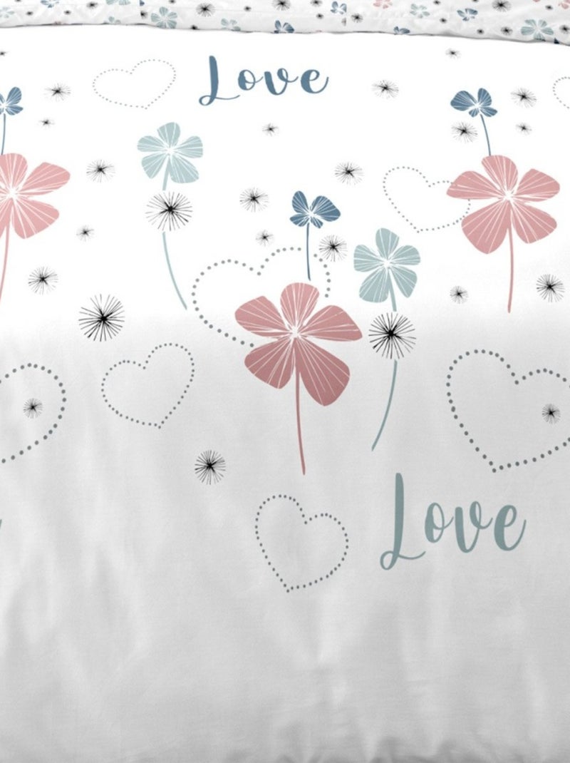 Housse de couette 140x200 Love Tiana + taie polycoton Blanc - Kiabi
