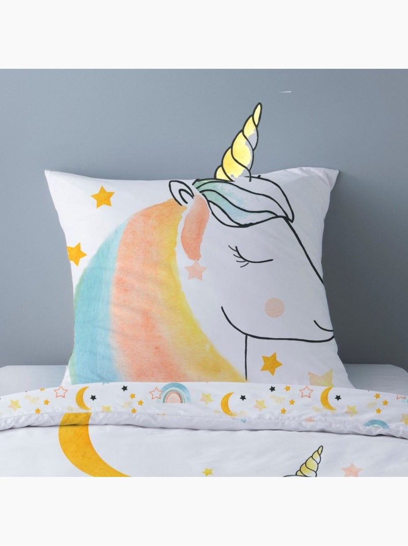 Housse de couette 140x200 Magic + 1 taie 100% coton Blanc - Kiabi