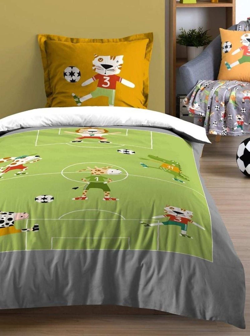 Housse de couette 140x200 Maracana + 1 taie coton 57 fils Vert - Kiabi