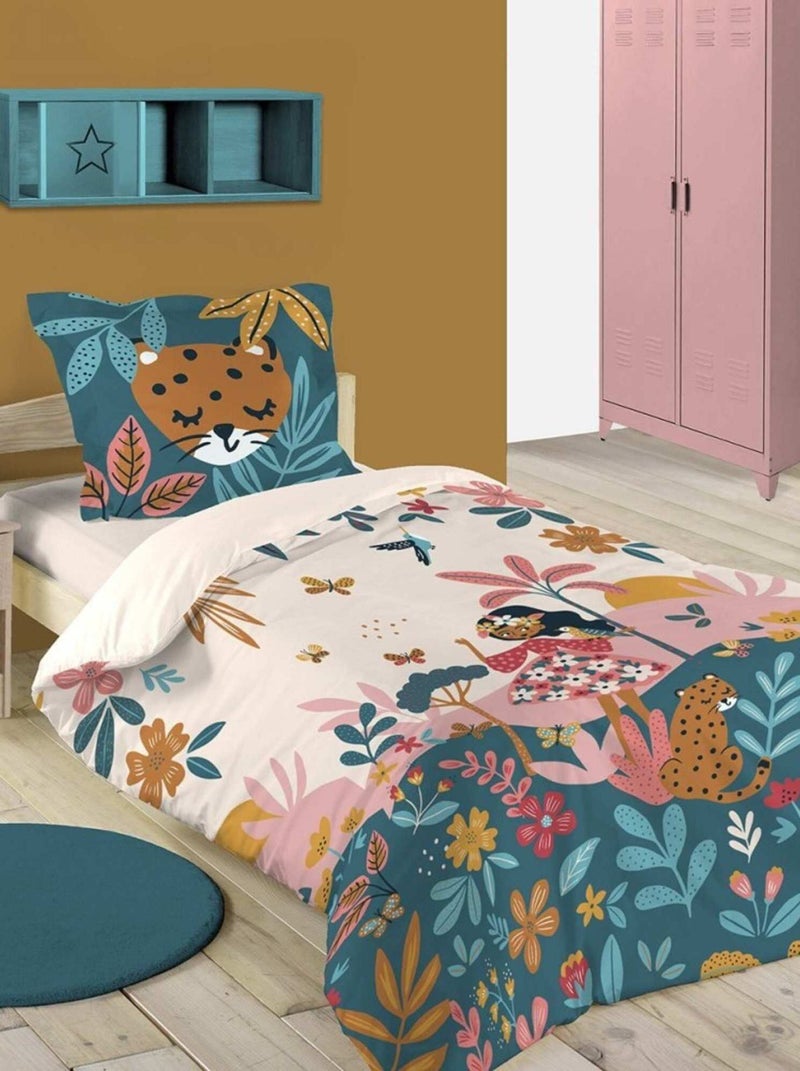 Housse de couette 140x200 Melissa + 1 taie coton 57 fils Rose - Kiabi