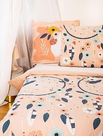 Housse de couette 140x200 Prunellia + taie 100% coton 57 fils