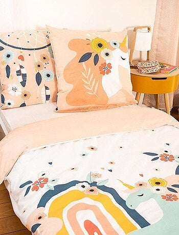 Housse de couette 140x200 Prunellia + taie 100% coton 57 fils