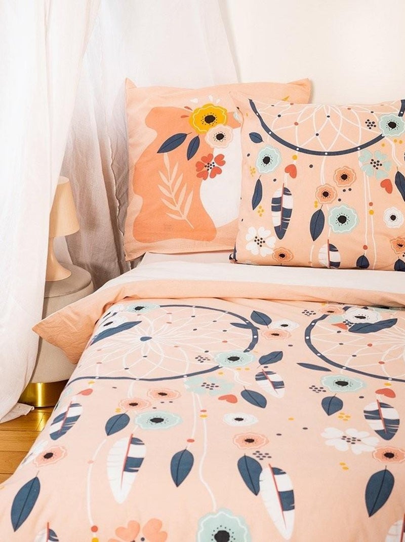 Housse de couette 140x200 Prunellia + taie 100% coton 57 fils Blanc - Kiabi
