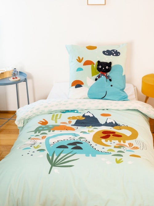 Housse de couette 140x200 réversible + 1 taie en coton adouci - Kiabi