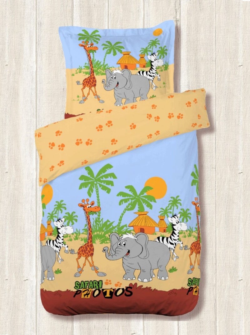 Housse de couette 140x200 SAFARI PHOTOS + 1 taie Multicolore - Kiabi