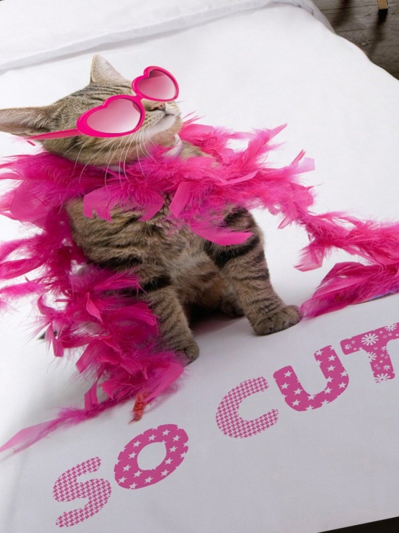 Housse de couette 140x200 So cute + 1 taie 100% coton Blanc - Kiabi