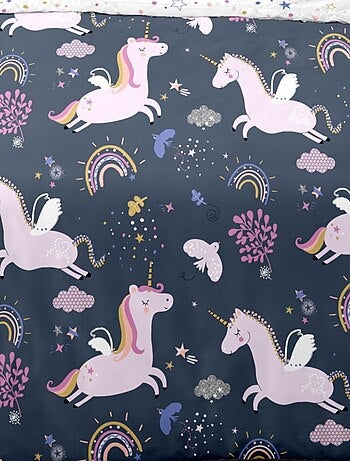 Housse de couette 140x200 Stella la licorne + 1 taie 100% coton
