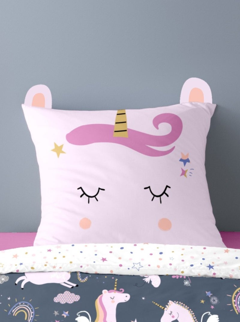 Housse de couette 140x200 Stella la licorne + 1 taie 100% coton Multicolore - Kiabi