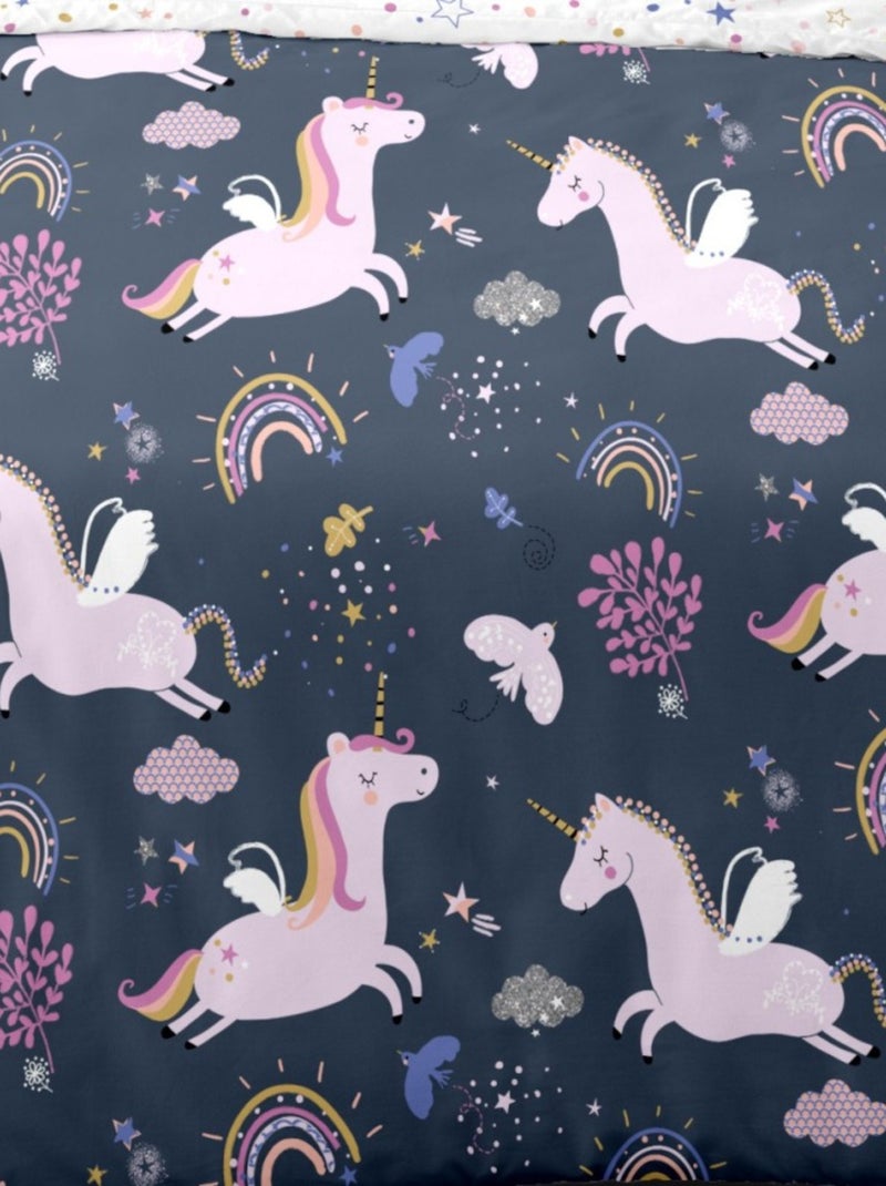 Housse de couette 140x200 Stella la licorne + 1 taie 100% coton Multicolore - Kiabi