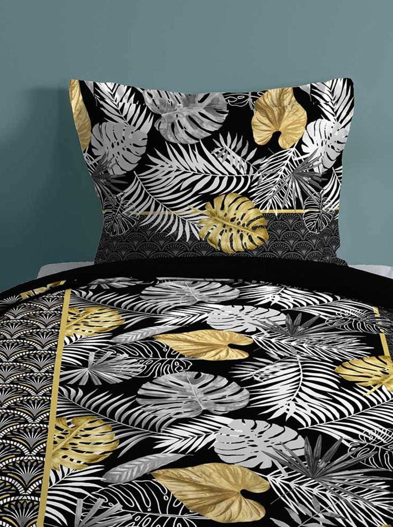 Housse de couette 140x200 + taie Darlene noir coton 57 fils Noir - Kiabi