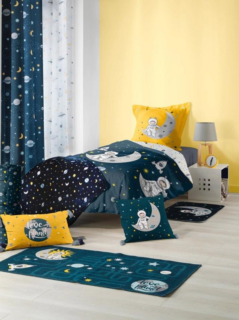 Housse de couette 140x200 + taie Petit Astronaute coton 42 fils Bleu - Kiabi