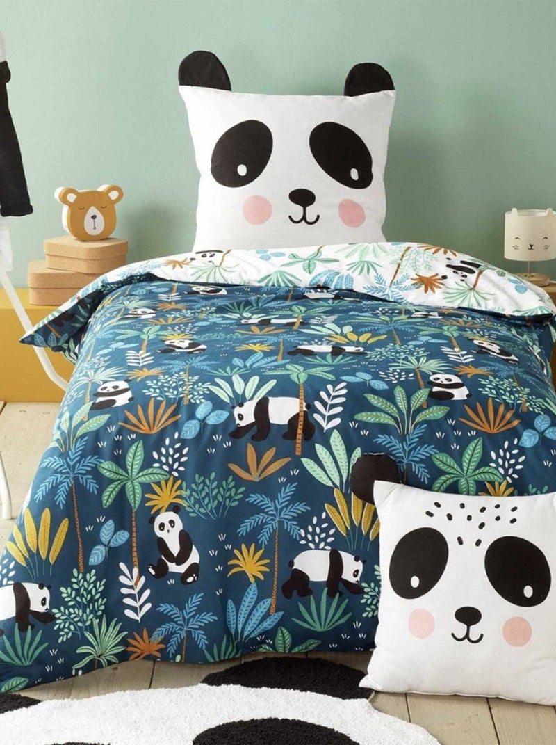 Housse de couette 140x200 + taie Petit Panda coton Blanc - Kiabi