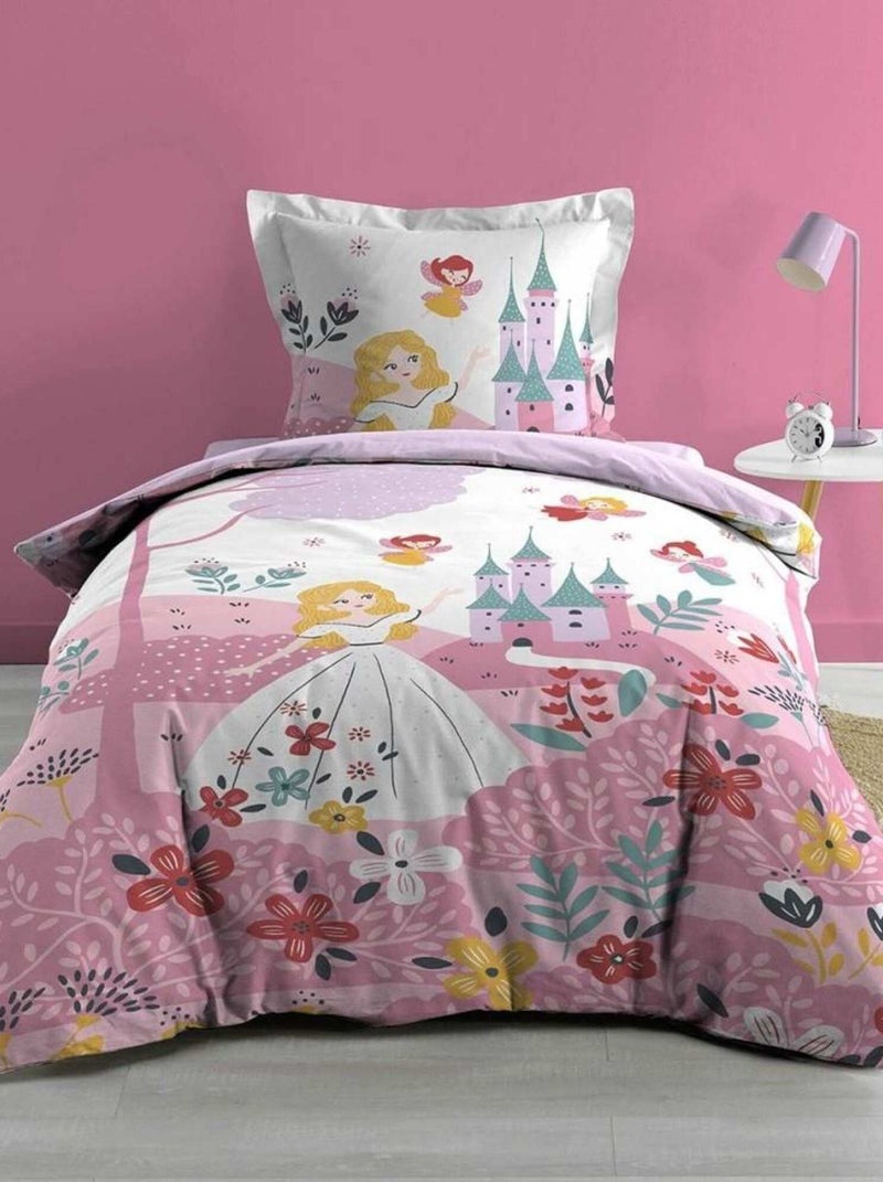 Housse de couette 140x200 + taie Sissi coton Rose - Kiabi