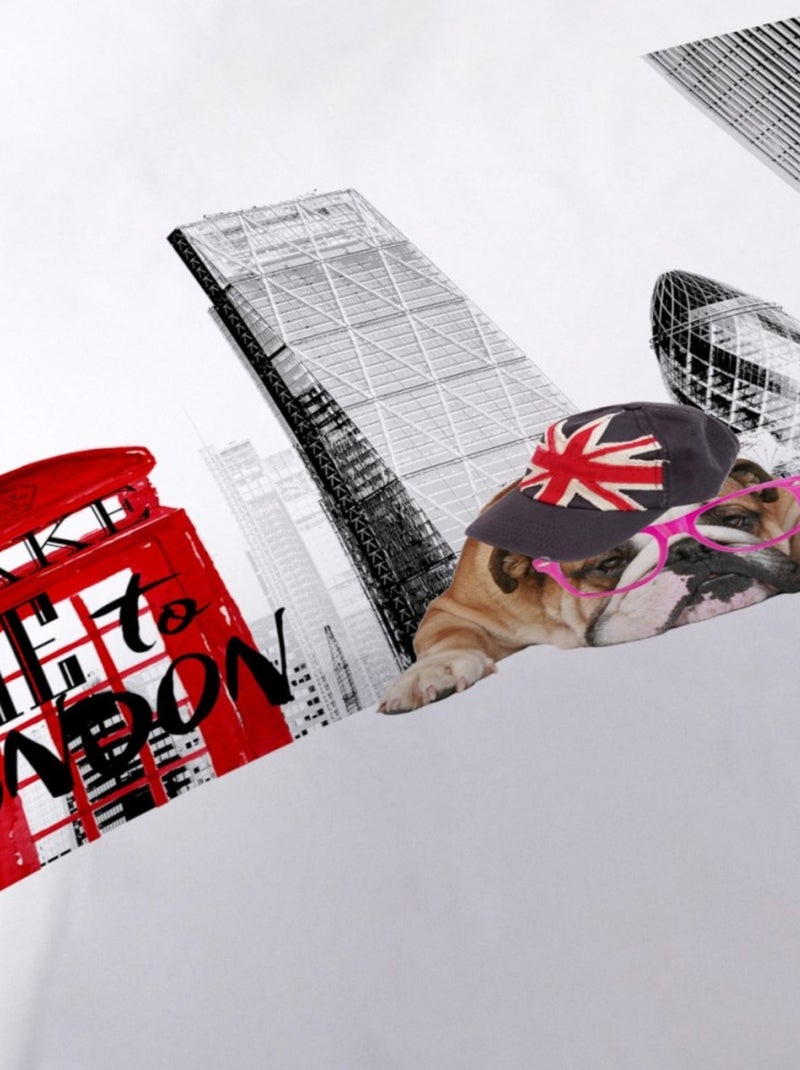 Housse de couette 140x200 TAKE ME TO LONDON + 1 taie Blanc - Kiabi