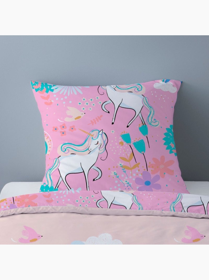 Housse de couette 140x200 Unique + 1 taie d'oreiller Rose - Kiabi