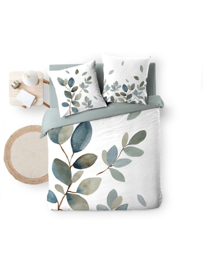 Housse de couette 2 personnes 100% coton + 2 taies d’oreiller Vert - Kiabi