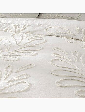 Housse de couette 2 personnes 100% coton + 2 taies finition tuftée