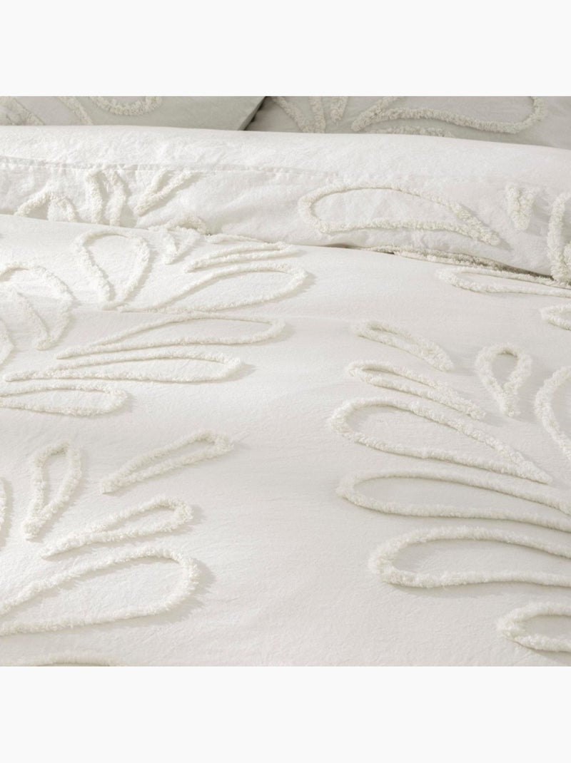 Housse de couette 2 personnes 100% coton + 2 taies finition tuftée Beige - Kiabi