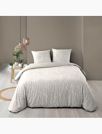 Housse de couette 2 personnes + 2 taies 100% coton 57fils naturel