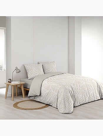 Housse de couette 2 personnes + 2 taies 100% coton 57fils naturel