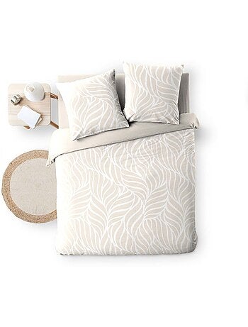 Housse de couette 2 personnes + 2 taies 100% coton 57fils naturel
