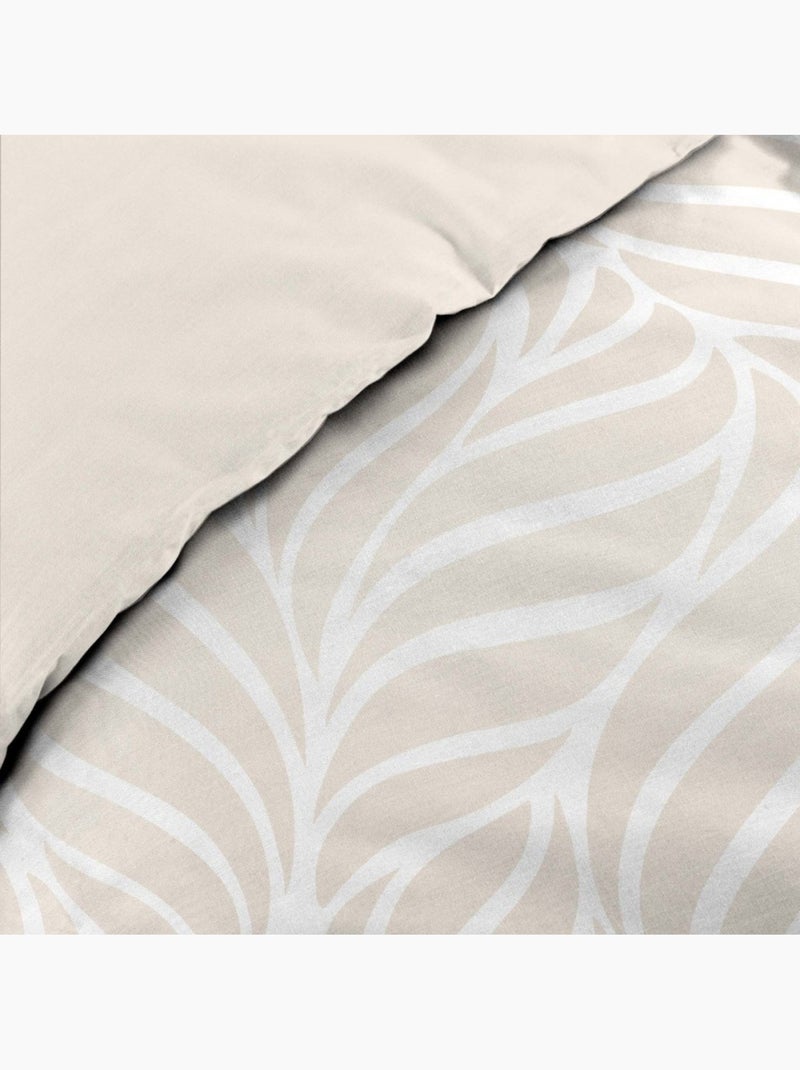 Housse de couette 2 personnes + 2 taies 100% coton 57fils naturel Beige - Kiabi