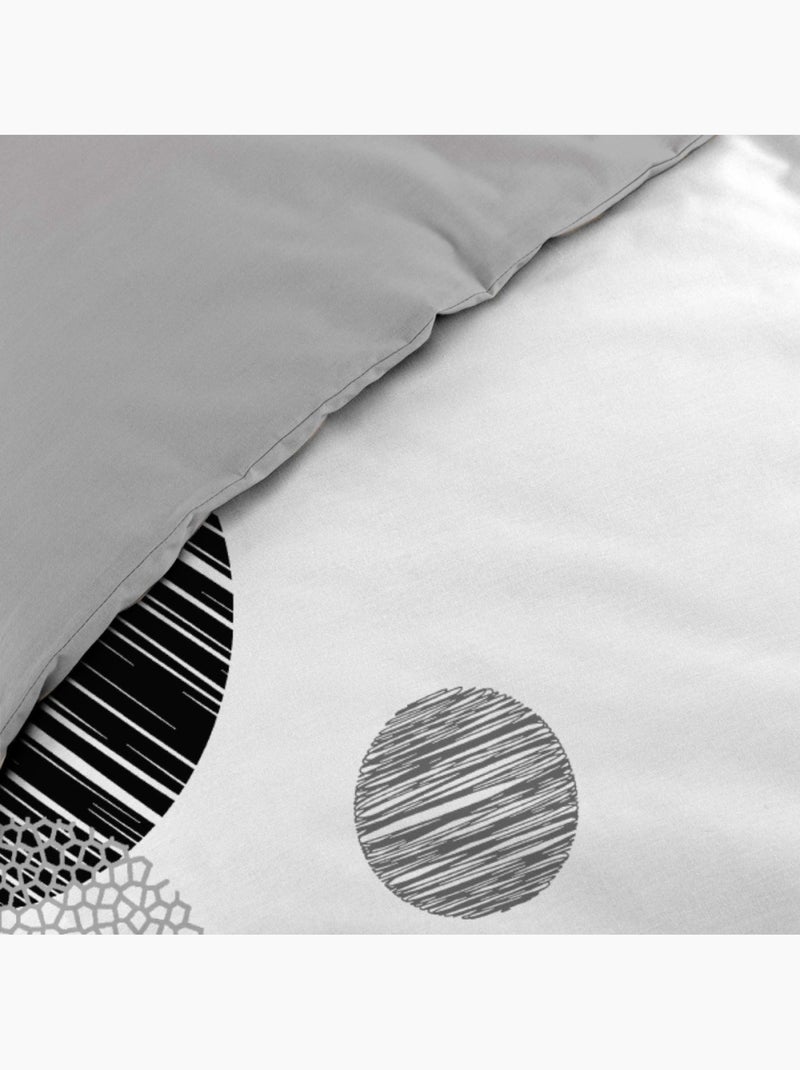 Housse de couette 2 personnes + 2 taies 100% coton 57fils noir et blanc Noir - Kiabi