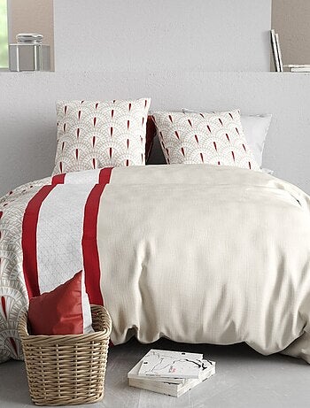 Housse de couette 2 personnes + 2 taies en coton 57 fils