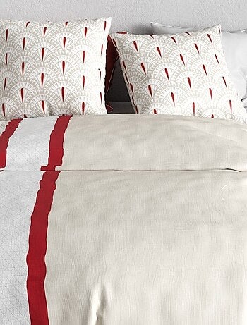 Housse de couette 2 personnes + 2 taies en coton 57 fils