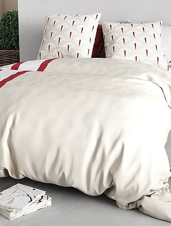 Housse de couette 2 personnes + 2 taies en coton 57 fils