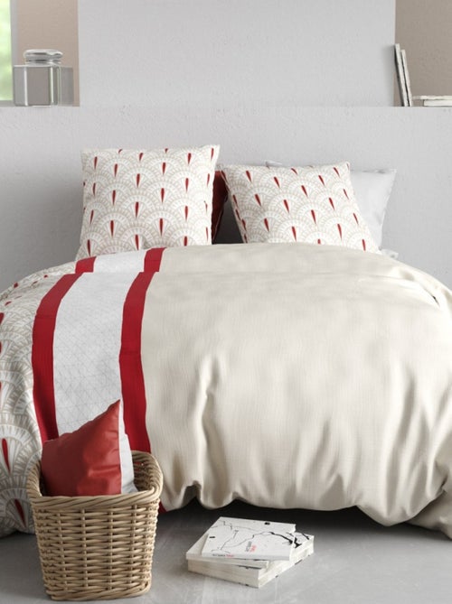 Housse de couette 2 personnes + 2 taies en coton 57 fils - Kiabi