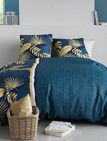 Housse de couette 2 personnes + 2 taies en coton 57 fils