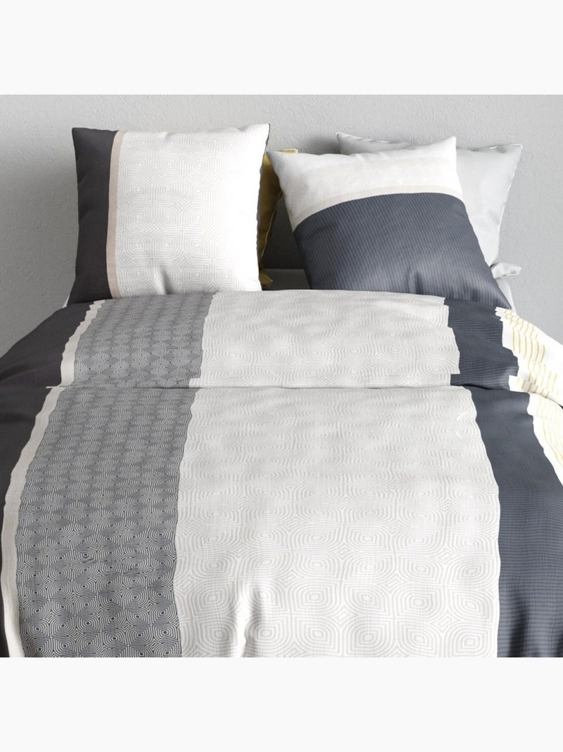 Housse de couette 2 personnes + 2 taies en coton 57 fils Gris - Kiabi