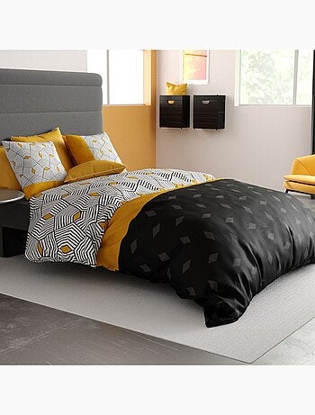 Housse de couette 2 personnes + 2 taies en coton 57 fils