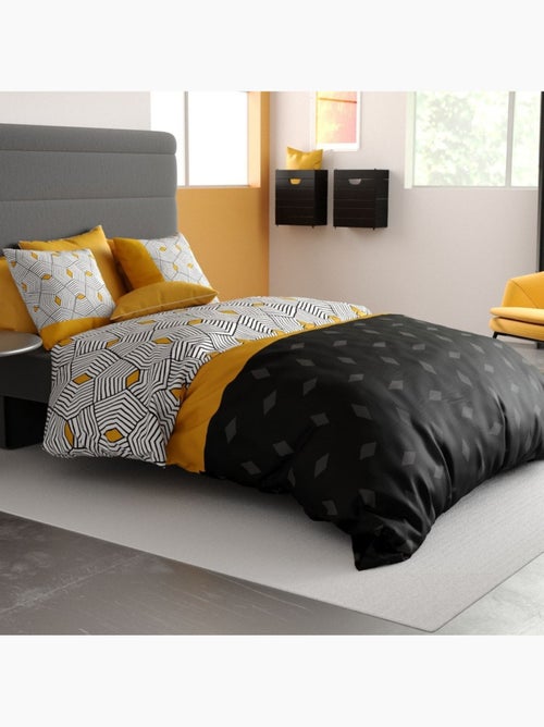 Housse de couette 2 personnes + 2 taies en coton 57 fils - Kiabi