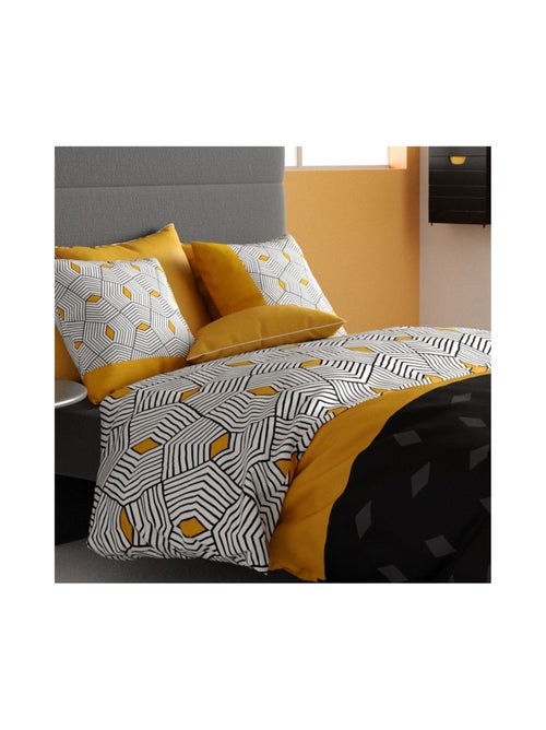Housse de couette 2 personnes + 2 taies en coton 57 fils - Kiabi